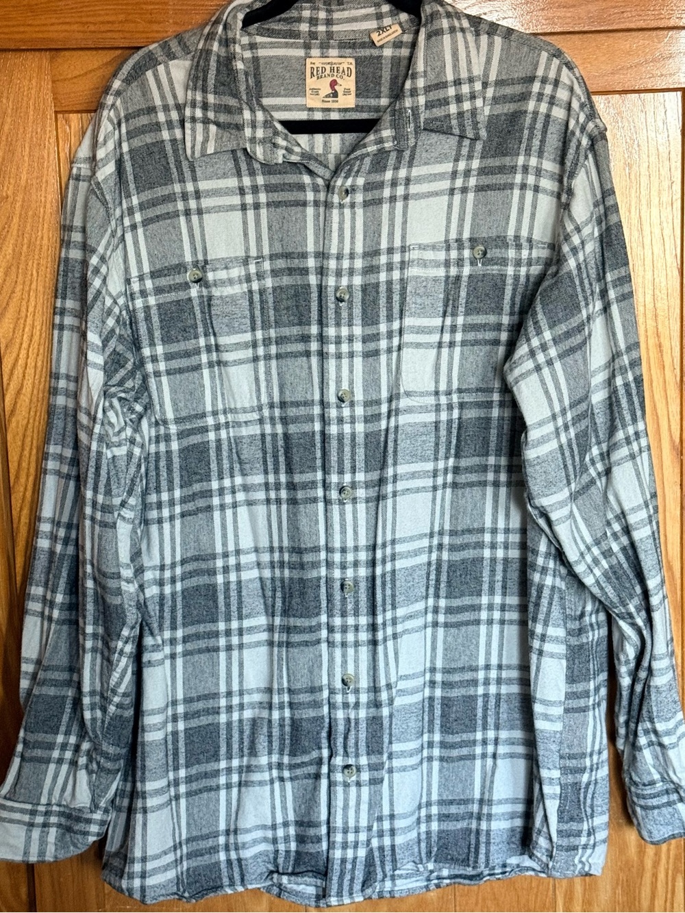 Men’s RedHead Gray Plaid Button-Up Flannel Shirt, Size 2XLT